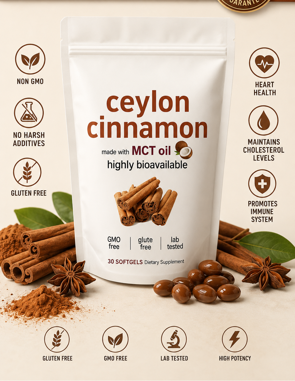 Cinnabalance Ceylon Cinnamon Soft Capsules, Cholesterol, Cardiovascular, Anti-inflammatory Support, Antioxidants