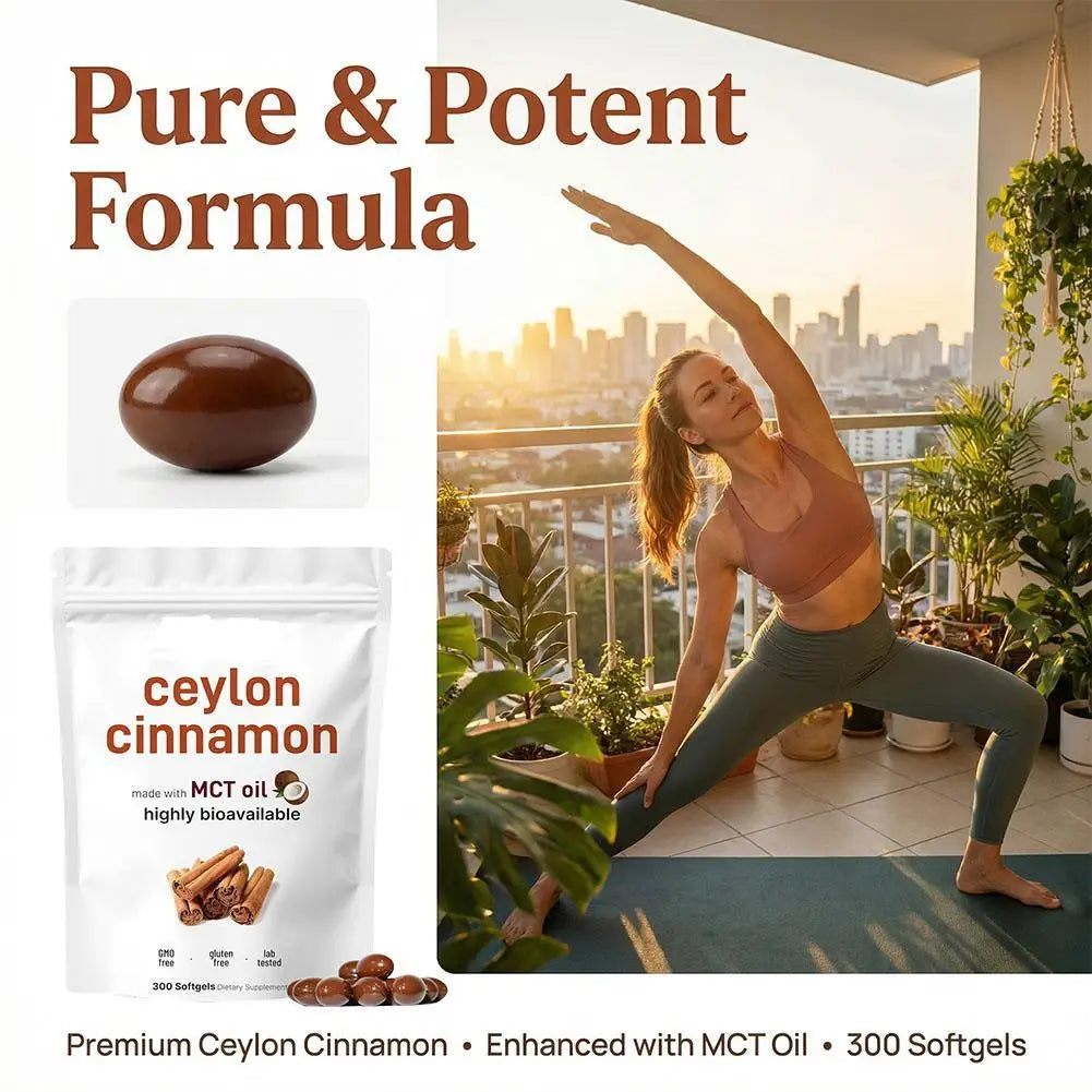 300pcs Ceylon Cinnamon Softgels Pure Ingredients Dietary Supplement for Balanced Nutrition Immune Support Easy Digest